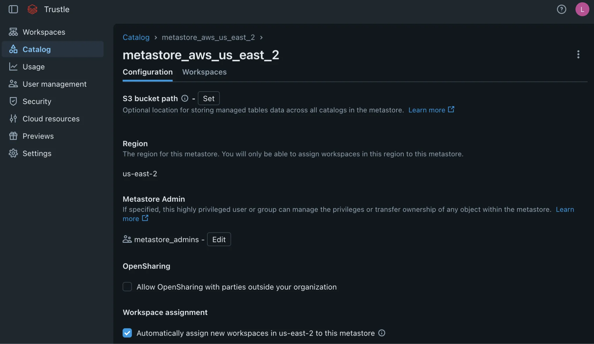 Assign the group as metastore admin