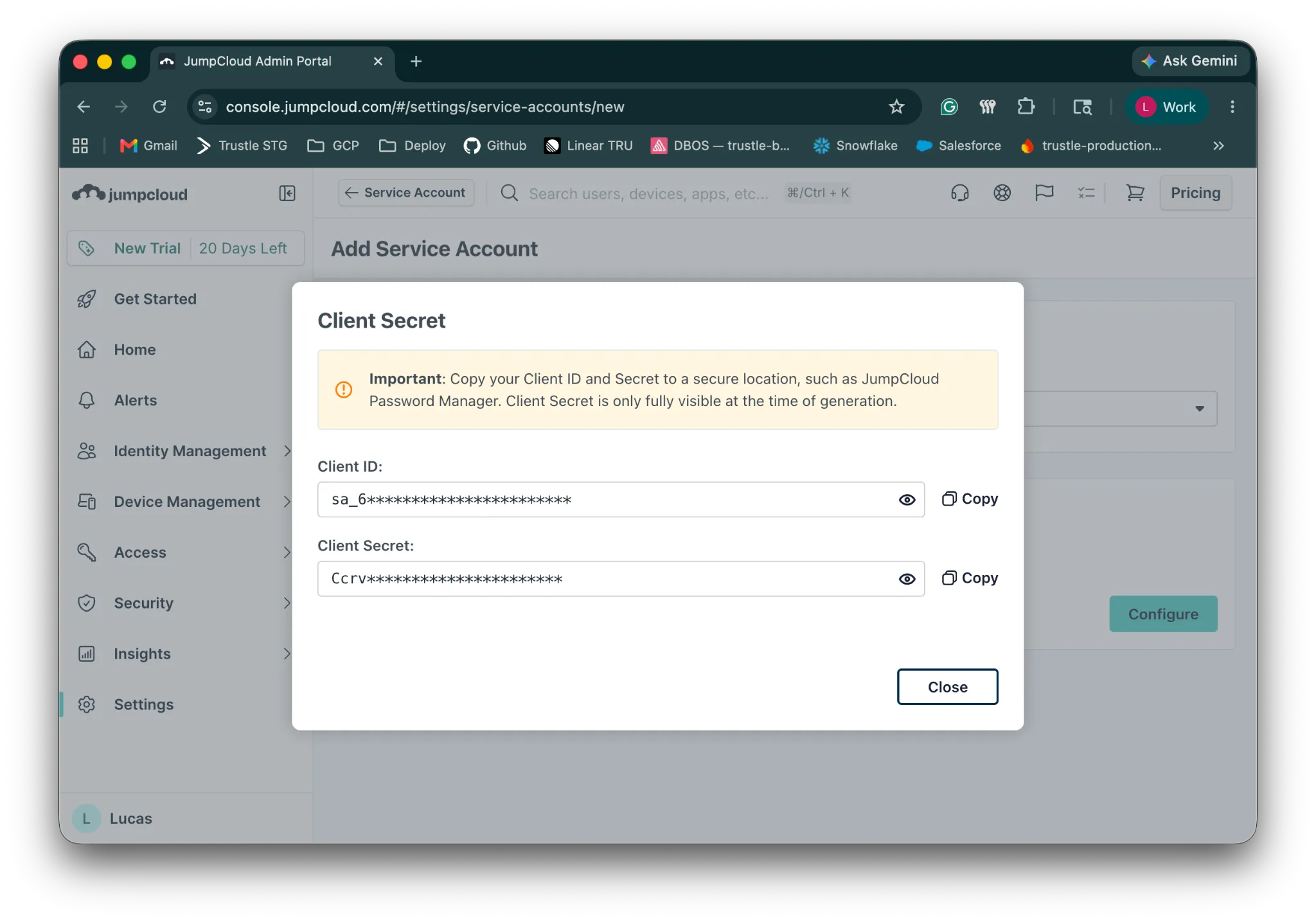 Copy the Client ID and Client Secret