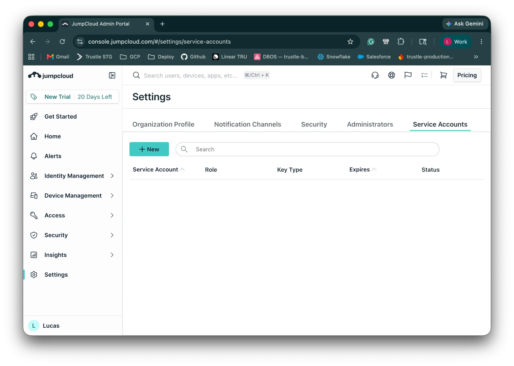 Create a service account