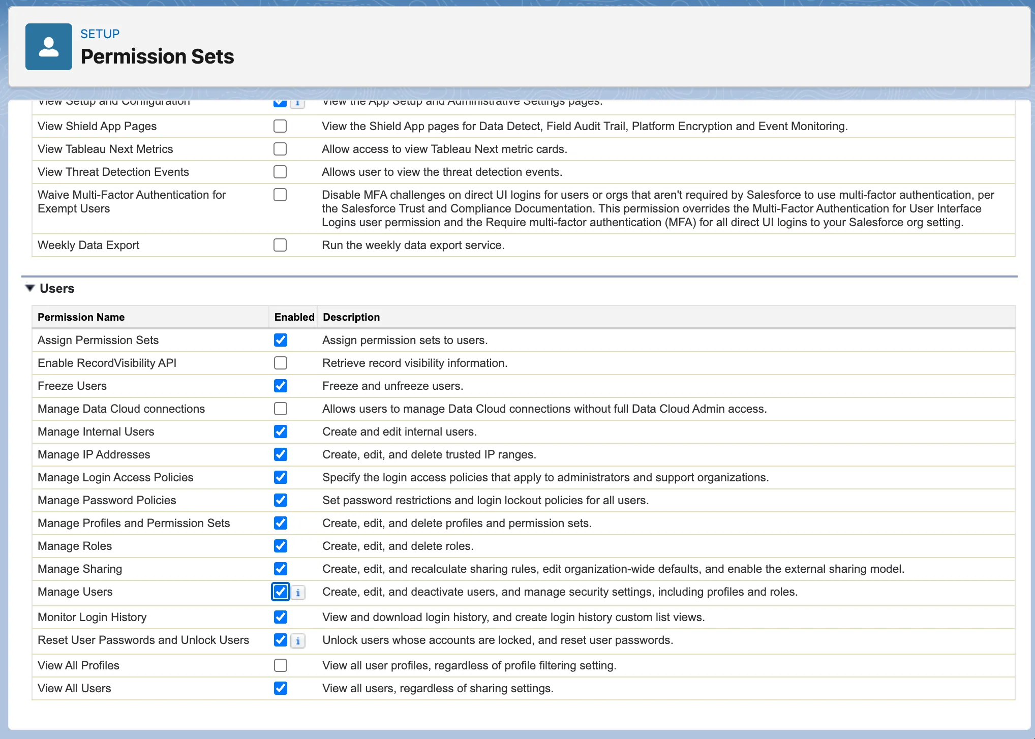 Enable Manage Users