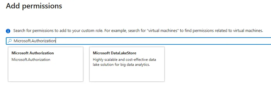 Add permissions search results filtered to Microsoft.Authorization