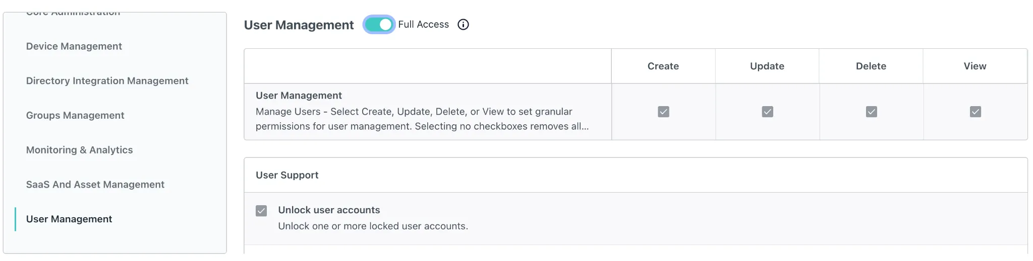 Full Access to User Management